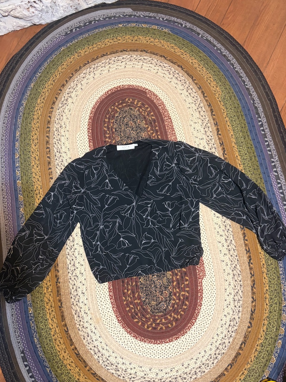 Astr Black Floral Structured Crop Top
